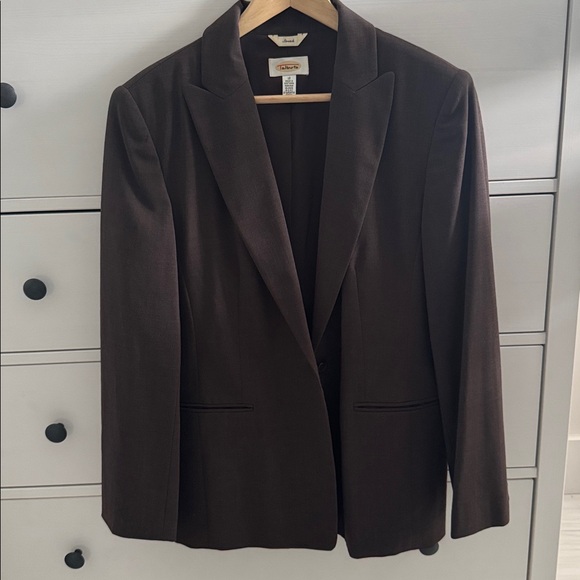 Talbots Jackets & Blazers - Vintage Wool and Spandex Blend Brown One Button Talbots Blazer Fully Lined Sz 12